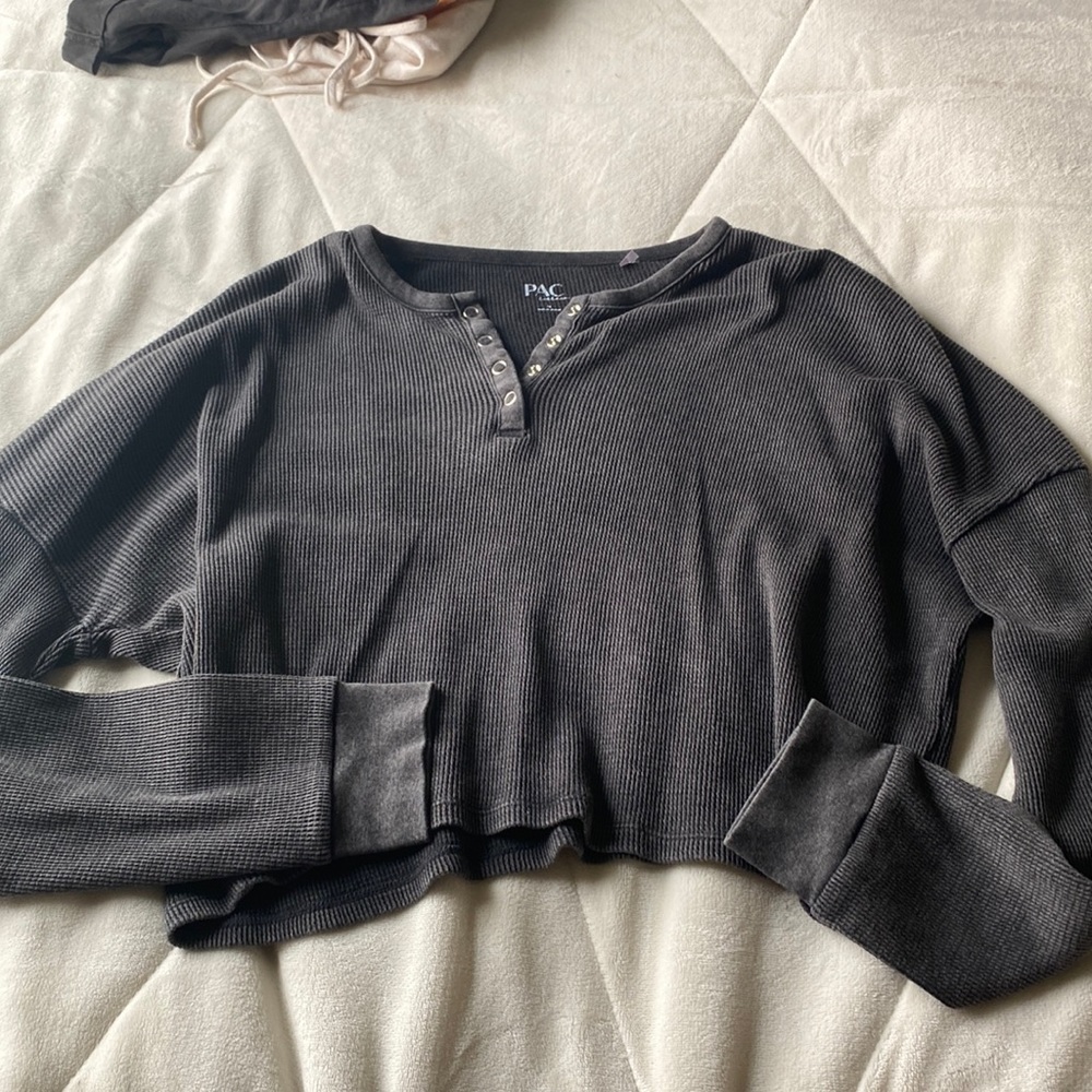 black pacsun waffle knit tee